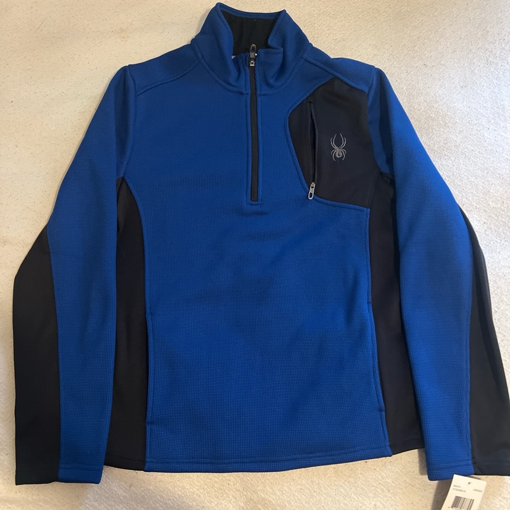 Spyder Men's Zip-Up Sweater in Blue and Black